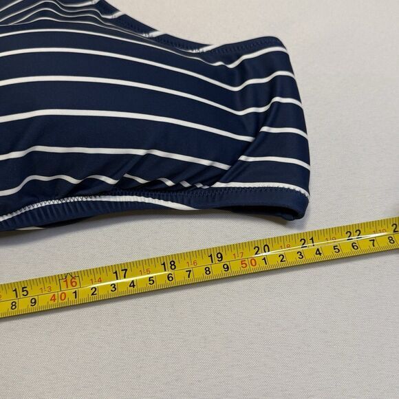 NWT J Crew Cutout One Shoulder One Piece Swimsuit Navy Blue White Stripe Swim 24 - Picture 15 of 15